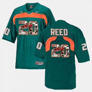 Ed Reed Miami Jersey Player Pictorial #20 Green For Men's
