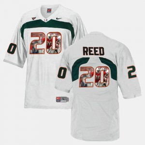 #20 For Men White Ed Reed Miami Jersey Player Pictorial