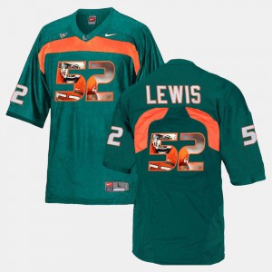 Ray Lewis Miami Jersey Player Pictorial Green For Men's #52