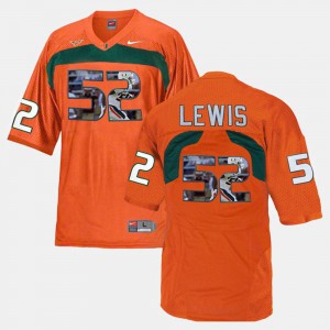 #52 Ray Lewis Miami Jersey Men's Player Pictorial Orange