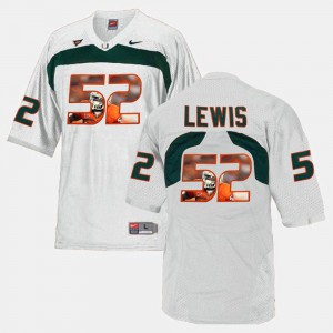 Ray Lewis Miami Jersey White #52 For Men Player Pictorial