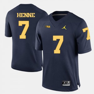 Chad Henne Michigan Jersey Navy Blue College Football For Men's #7