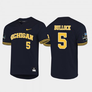 #5 Navy For Men Christan Bullock Michigan Jersey 2019 NCAA Baseball College World Series