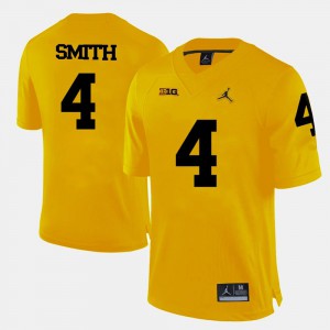 Mens #4 College Football Yellow De'Veon Smith Michigan Jersey