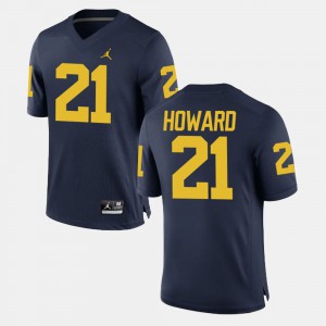 Men #21 Navy College Football desmond Howard Michigan Jersey