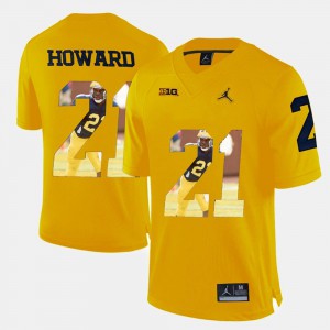 Player Pictorial #21 Men's Desmond Howard Michigan Jersey Yellow