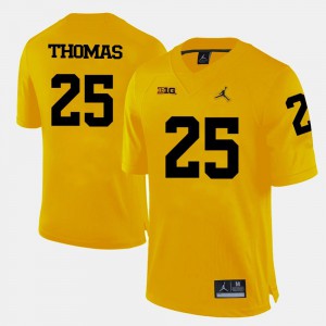 Men's Yellow #25 College Football Dymonte Thomas Michigan Jersey