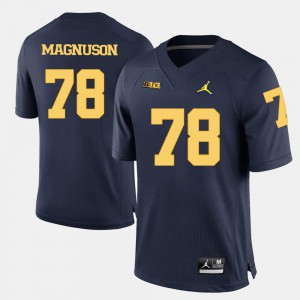 Navy Blue College Football Erik Magnuson Michigan Jersey #78 Mens