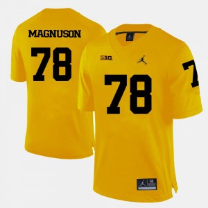 Erik Magnuson Michigan Jersey College Football #78 Yellow For Men's