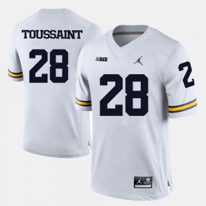 For Men's College Football Fitzgerald Toussaint Michigan Jersey White #28