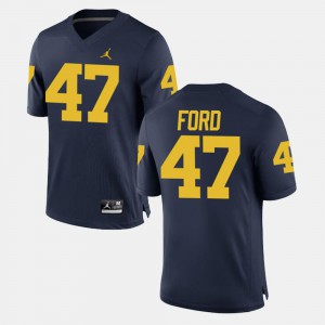 Men Gerald Ford Michigan Jersey Alumni Football Game #47 Navy