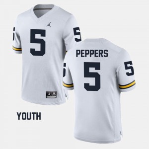 Youth(Kids) White Jabrill Peppers Michigan Jersey Alumni Football Game #5