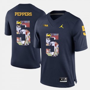 Navy Blue Jabrill Peppers Michigan Jersey Player Pictorial Mens #5