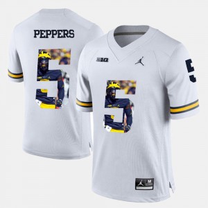 Jabrill Peppers Michigan Jersey Player Pictorial White #5 For Men's