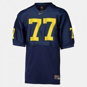 Youth Blue College Football Jake Long Michigan Jersey #77