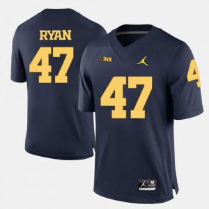 Men's #47 College Football Navy Blue Jake Ryan Michigan Jersey