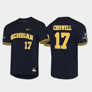 2019 NCAA Baseball College World Series Men's Jeff Criswell Michigan Jersey Navy #17
