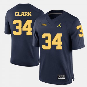 Jeremy Clark Michigan Jersey For Men's #34 College Football Navy Blue
