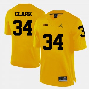Mens Yellow Jeremy Clark Michigan Jersey #34 College Football