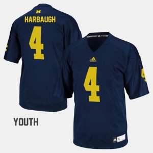 Kids College Football #4 Jim Harbaugh Michigan Jersey Navy