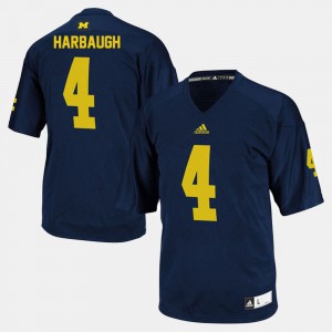Men's #4 College Football Navy Jim Harbaugh Michigan Jersey