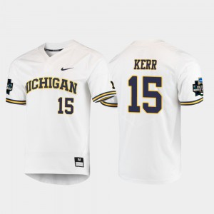 Jimmy Kerr Michigan Jersey White Mens 2019 NCAA Baseball College World Series #15