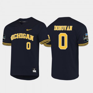 #0 Navy 2019 NCAA Baseball College World Series Joe Donovan Michigan Jersey For Men