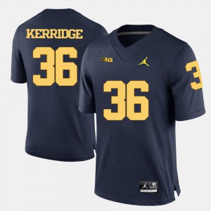 Joe Kerridge Michigan Jersey Navy Blue #36 College Football Mens