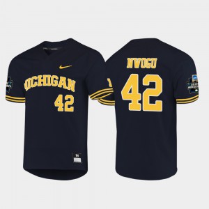 Jordan Nwogu Michigan Jersey #42 Navy 2019 NCAA Baseball College World Series For Men