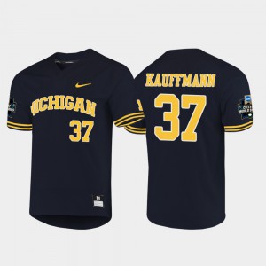 2019 NCAA Baseball College World Series Karl Kauffmann Michigan Jersey Navy Men's #37