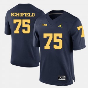 Mens College Football Navy Blue #75 Michael Schofield Michigan Jersey