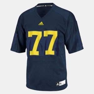 For Men's #77 Taylor Lewan Michigan Jersey Blue College Football