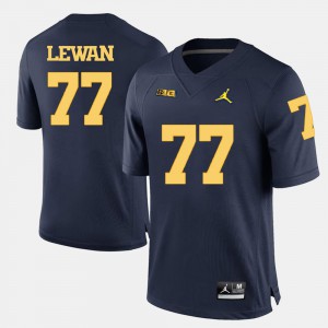 #77 For Men's Navy Blue Taylor Lewan Michigan Jersey College Football