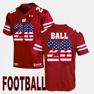 Montee Ball Wisconsin Jersey For Men's #28 Maroon US Flag Fashion