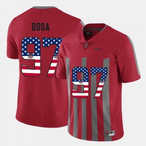 #97 Scarlet For Men's Nick Bosa OSU Jersey US Flag Fashion