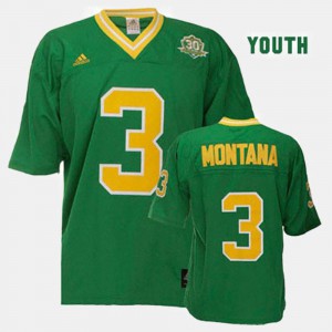 Green #3 Joe Montana Notre Dame Jersey College Football For Kids