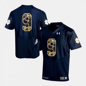 #9 Notre Dame Jersey For Men's Player Pictorial Navy