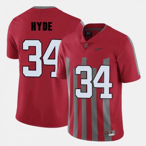 CameCarlos Hyde OSU Jersey Red #34 Mens College Football