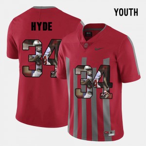 #34 Youth CameCarlos Hyde OSU Jersey Pictorial Fashion Red