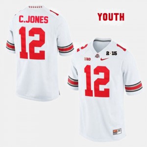 White #12 College Football Cardale Jones OSU Jersey Youth