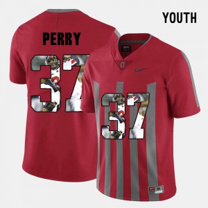 Red Pictorial Fashion Joshua Perry OSU Jersey #37 Youth(Kids)