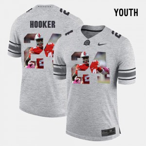 #24 Malik Hooker OSU Jersey For Kids Pictorial Gridiron Fashion Gray Pictorital Gridiron Fashion