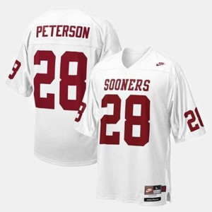 White #28 College Football Youth(Kids) Adrian Peterson OU Jersey