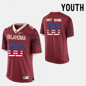 Youth(Kids) US Flag Fashion OU Customized Jersey #00 Red