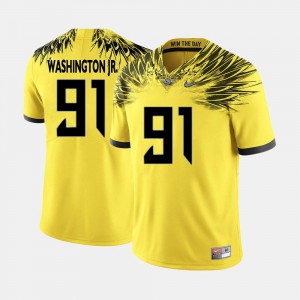 Yellow Mens Tony Washington Jr. Oregon Jersey #91 College Football