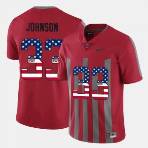 US Flag Fashion #33 Pete Johnson OSU Jersey For Men Scarlet