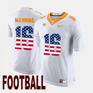 US Flag Fashion Peyton Manning UT Jersey For Men #16 White