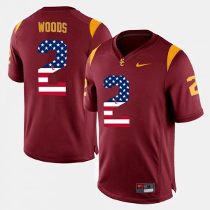 Mens Maroon US Flag Fashion #2 Robert Woods USC Jersey