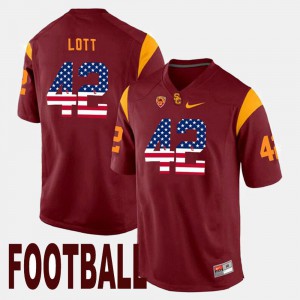 Ronnie Lott USC Jersey #42 Maroon Men's US Flag Fashion