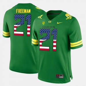 #21 Green US Flag Fashion Mens Royce Freeman Oregon Jersey